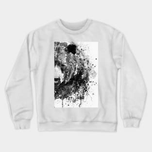 Black And White Half Faced Grizzly Bear Crewneck Sweatshirt